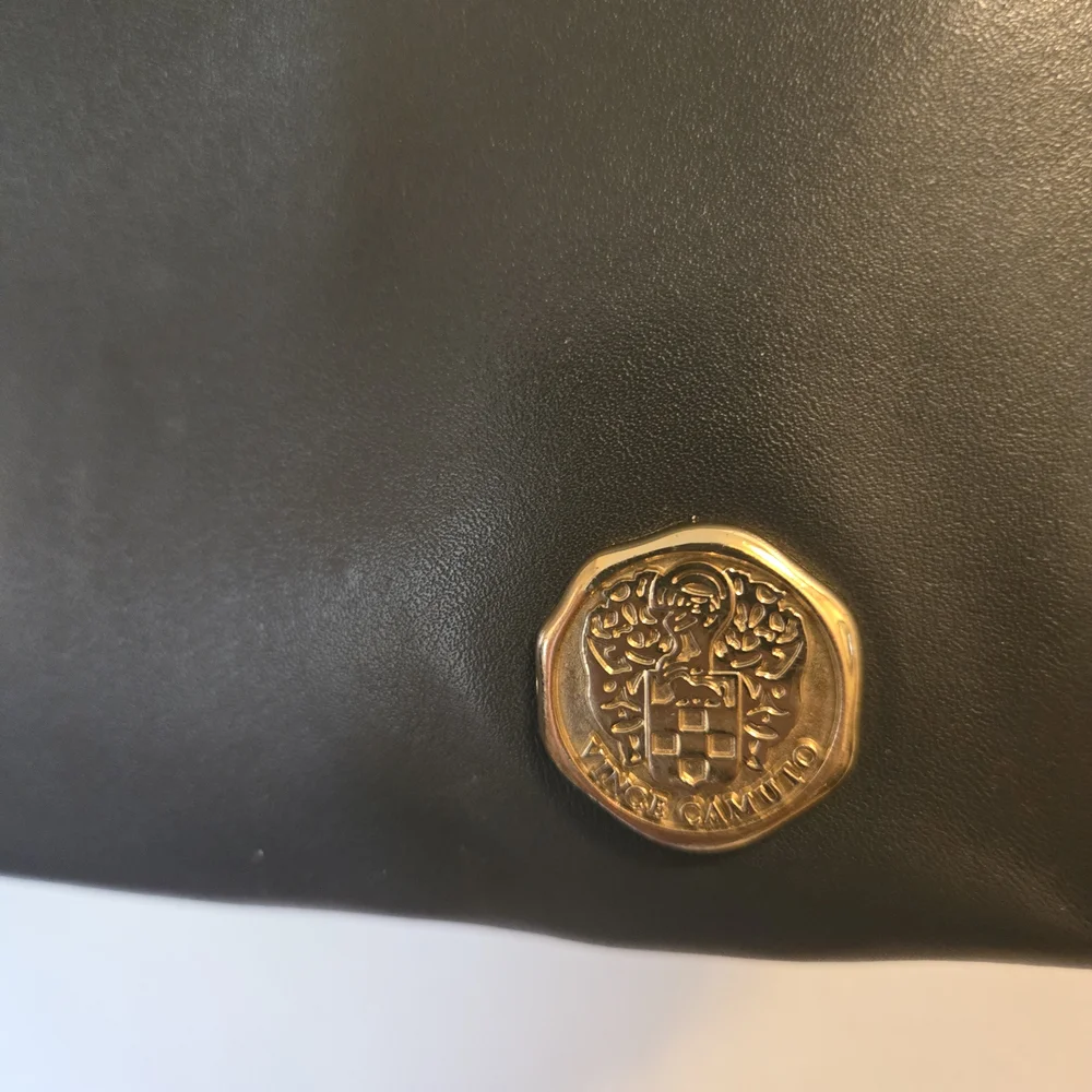 Black Leather Tote Bag with Gold Accent - Picture 2 of 13